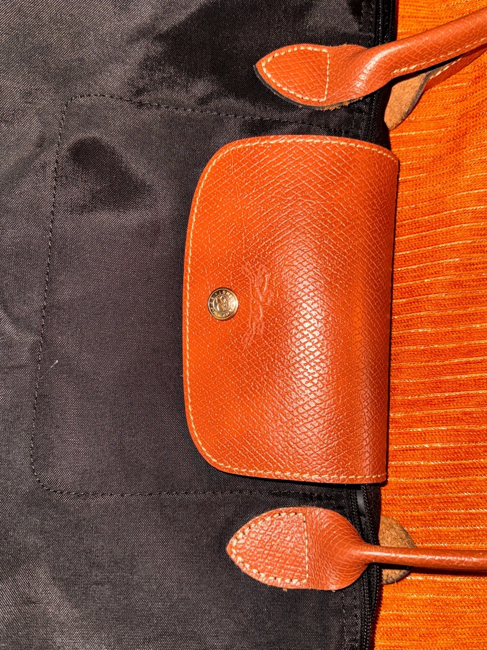 Longchamp Black Tote with Brown Leather Trim - Picture 2 of 9